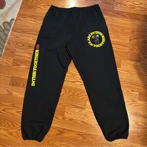 Black Graphic Jogger Sweatpants with Yellow Print